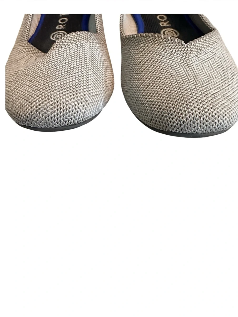Rothy's Gray Knit Ballet Flats with Blue Trim. size 8